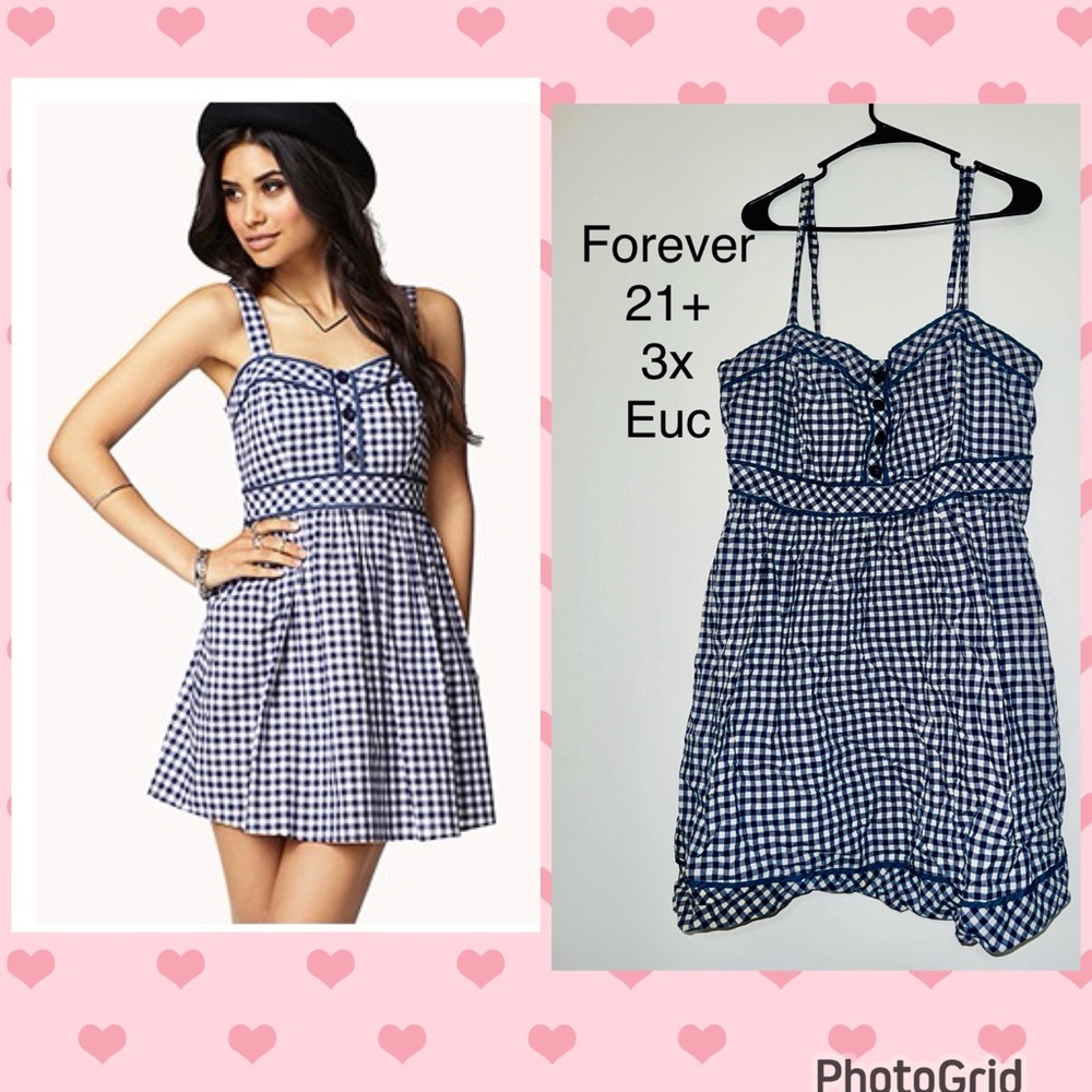 Forever 21 Navy and White Checkered Dress